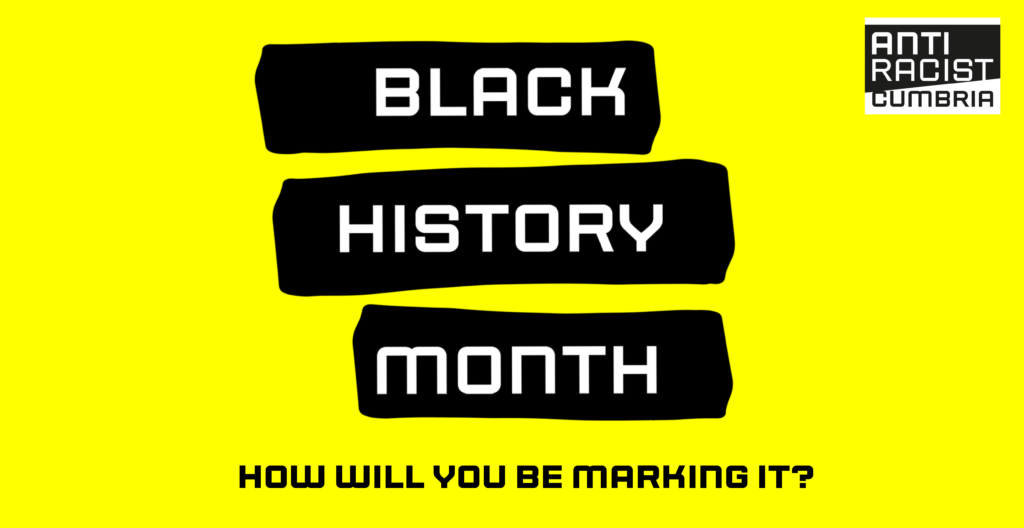 Black text on a yellow background reads "Black History Month; How will you be marking it?"