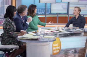 Ranvir Singh, Piers Morgan, Susanna Reid and Lawrence Fox on Good Morning Britain.